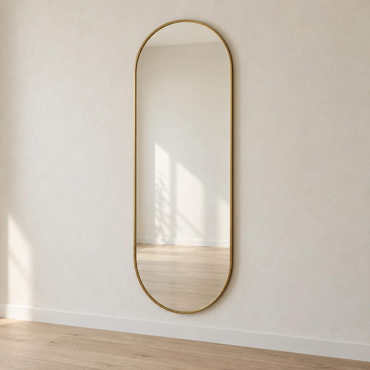 Oval Brass Tone Wall Mirror