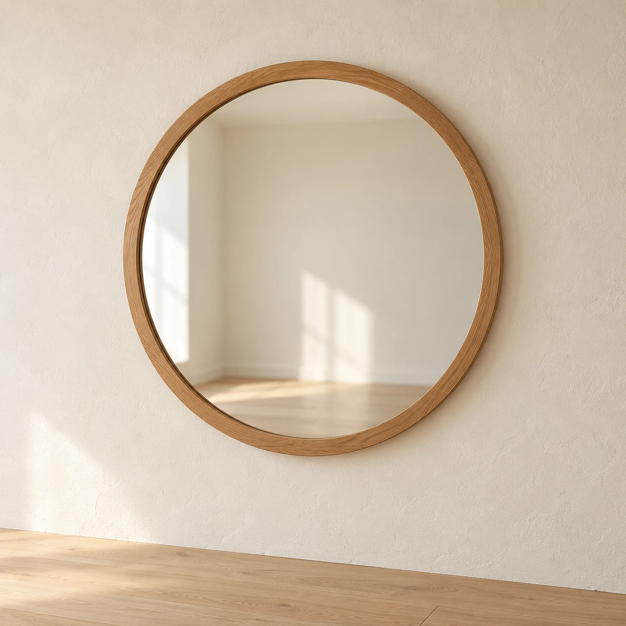 Round Oak Wall Mirror